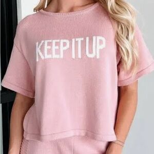 Pink knit sweater oversized Large fit up to 2XL or 3XL KEEP IT IP NEW